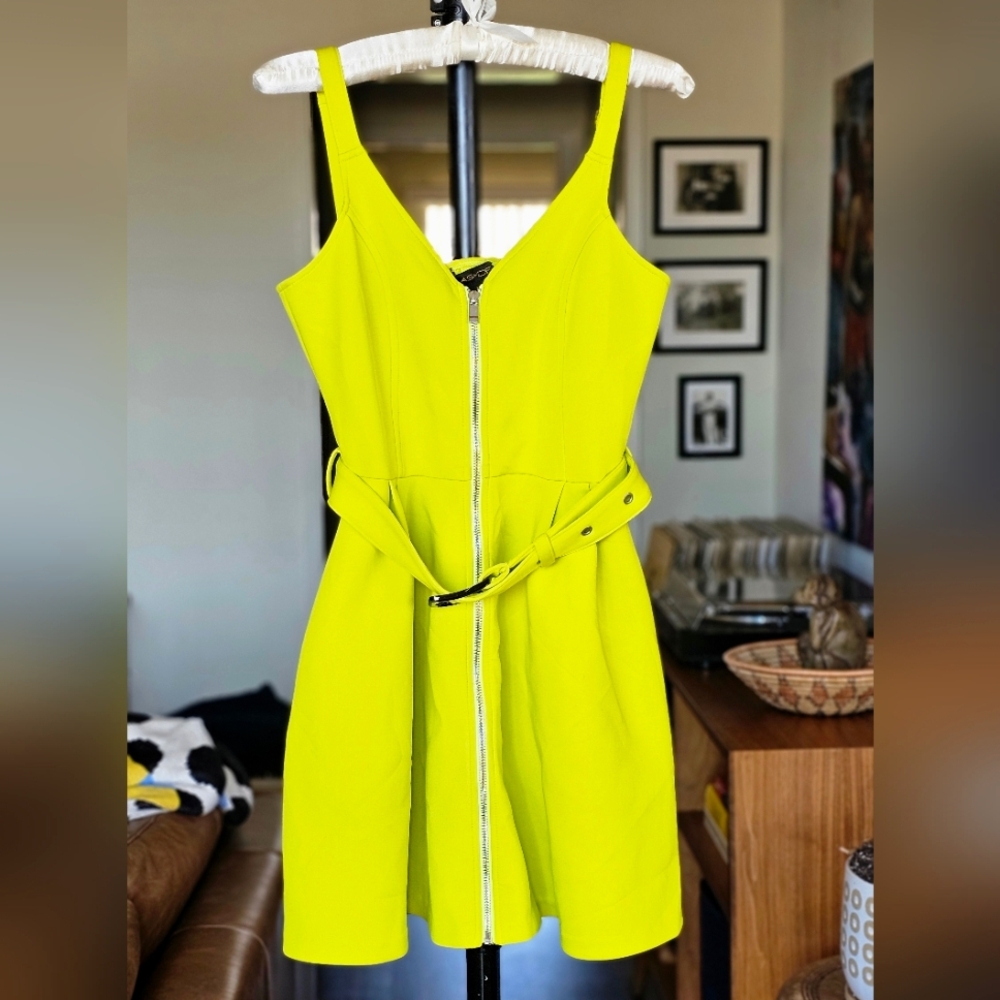 AS by DF Leanne Dress Sorrento Lime Neoprene Party Cocktail Statement NWT